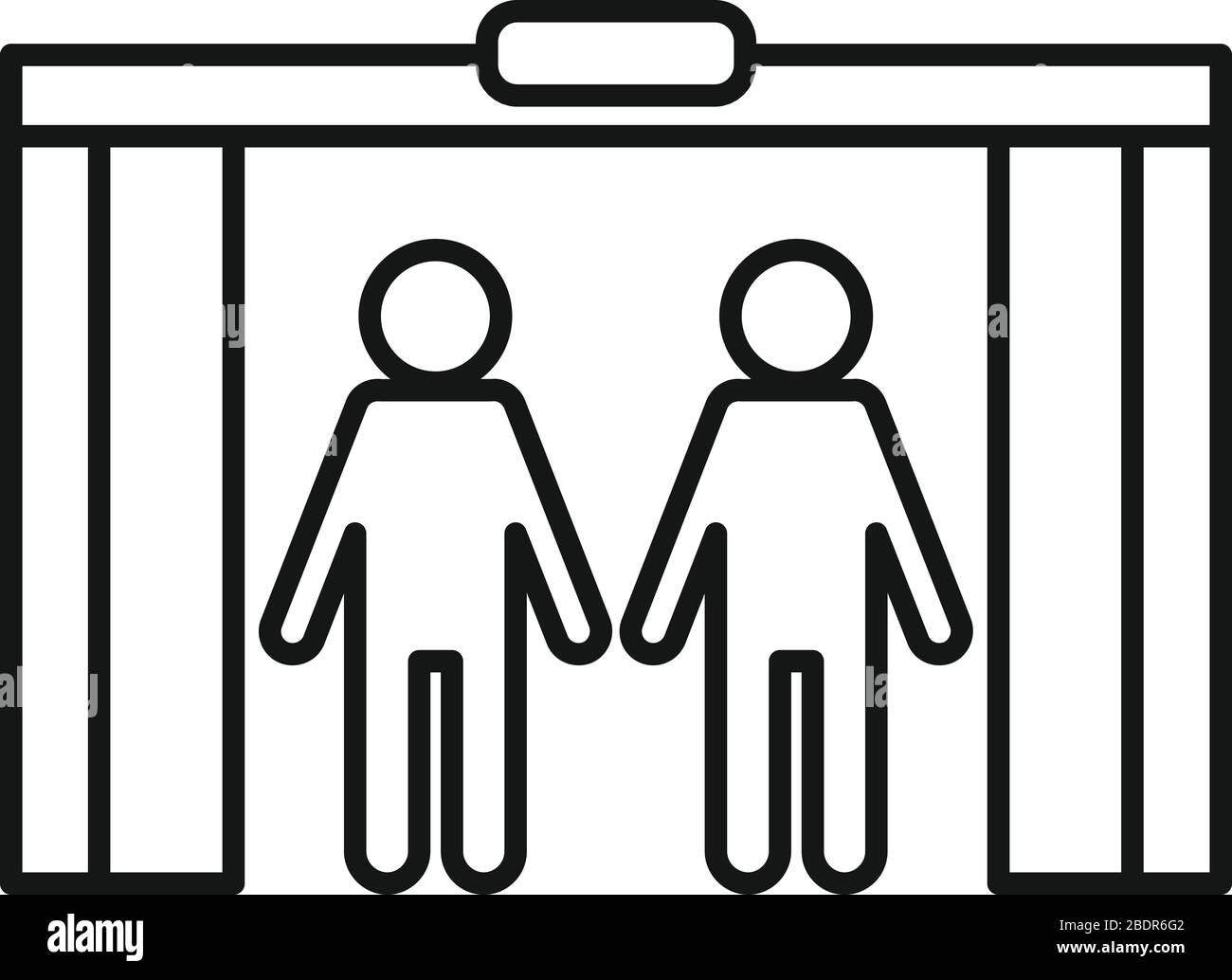 Icona dell'ascensore per le persone. Contorno persone ascensore vettore icona per il web design isolato su sfondo bianco Illustrazione Vettoriale