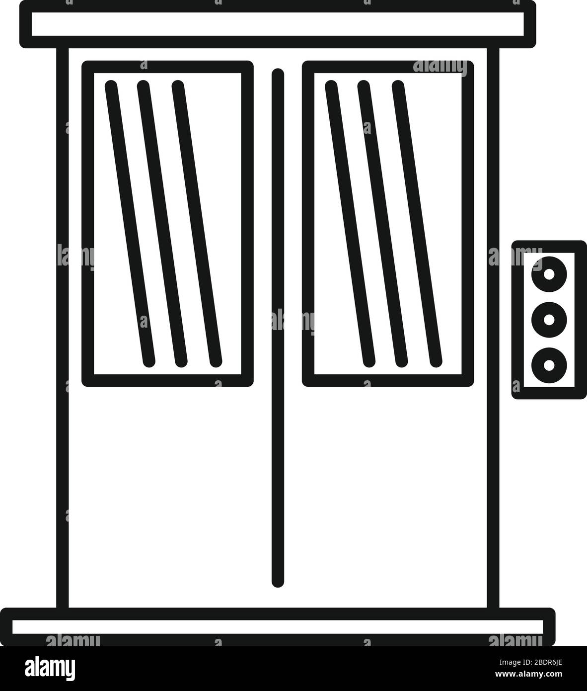 Icona dell'ascensore Braille. Contorno Braille ascensore vettore icona per il web design isolato su sfondo bianco Illustrazione Vettoriale