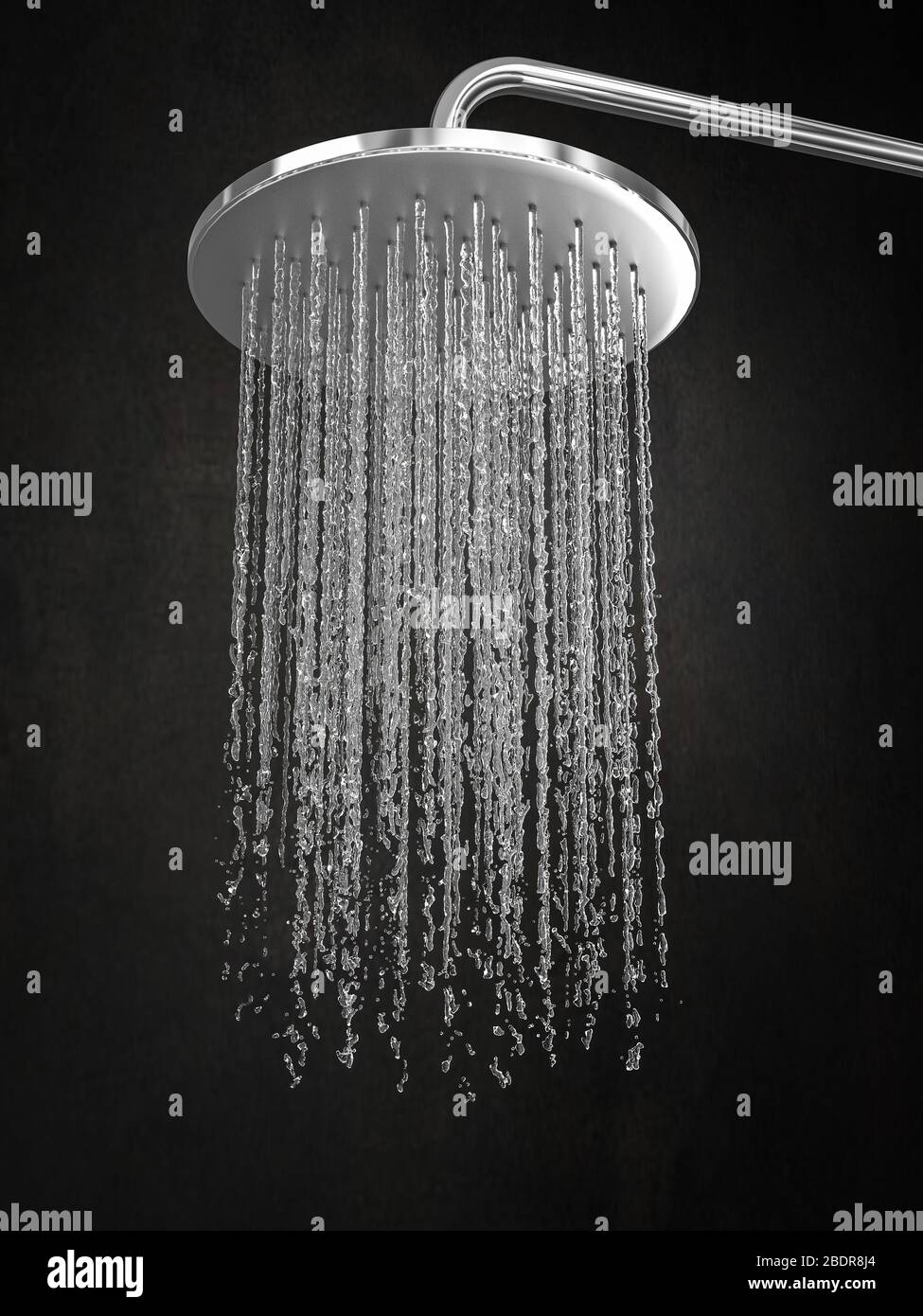 dettaglio dell'acqua che scende da un soffione doccia, immagine 3d.  movimento di caduta congelato Foto stock - Alamy