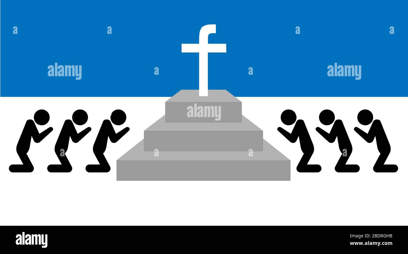 Venerazione del simbolo di facebook come religione Foto Stock