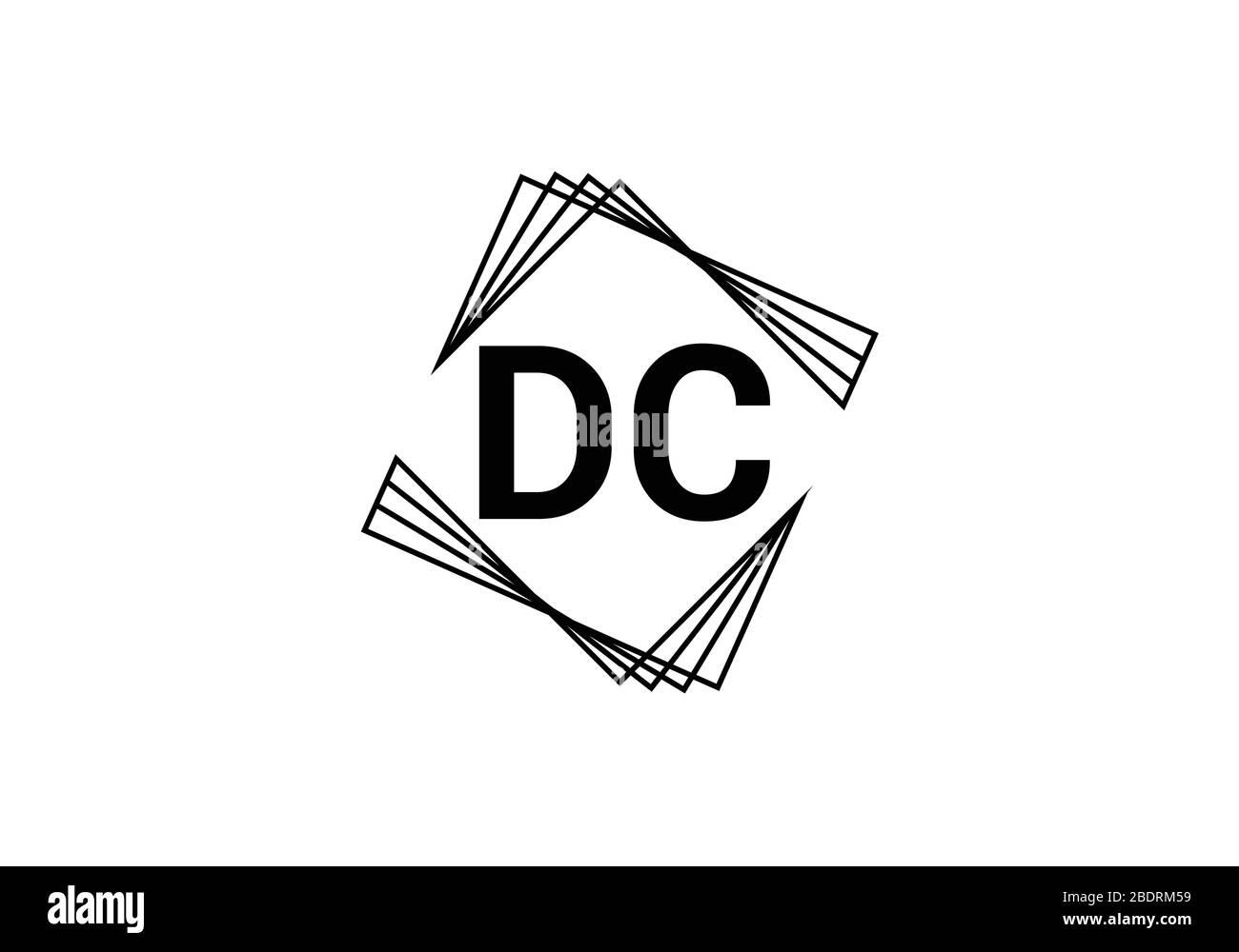 D C modello vettoriale per il design del logo della lettera iniziale, simbolo dell'alfabeto grafico per l'identità aziendale aziendale Illustrazione Vettoriale