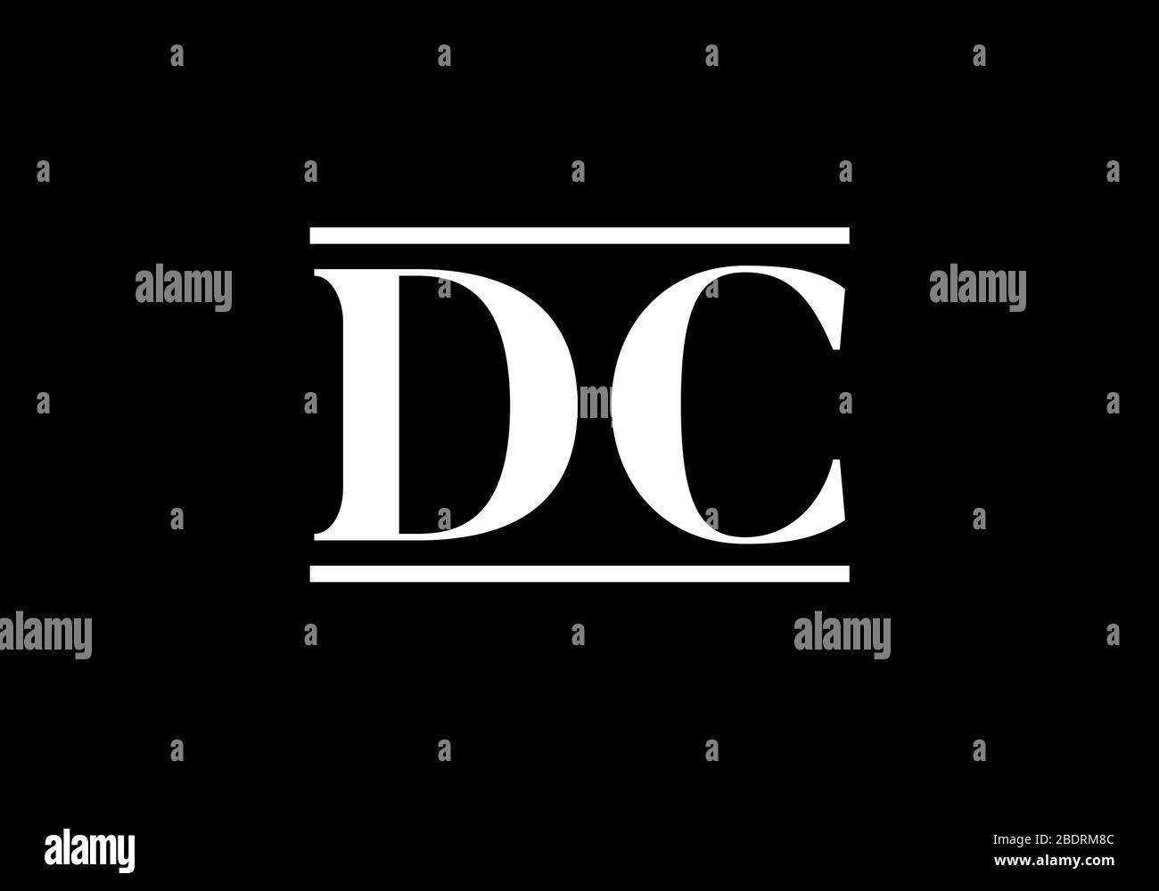 D C modello vettoriale per il design del logo della lettera iniziale, simbolo dell'alfabeto grafico per l'identità aziendale aziendale Illustrazione Vettoriale