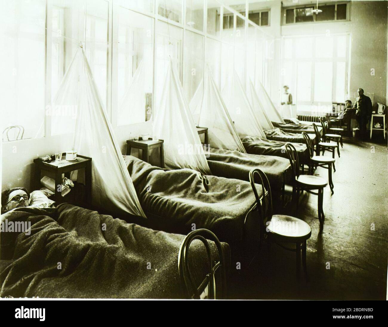 Durante il 1918 spagnolo influenza Pandemic U. S. Army Camp Hospital No. 45, Aix-les-Bains, Francia. Reparto influenzale n. 1 Foto Stock