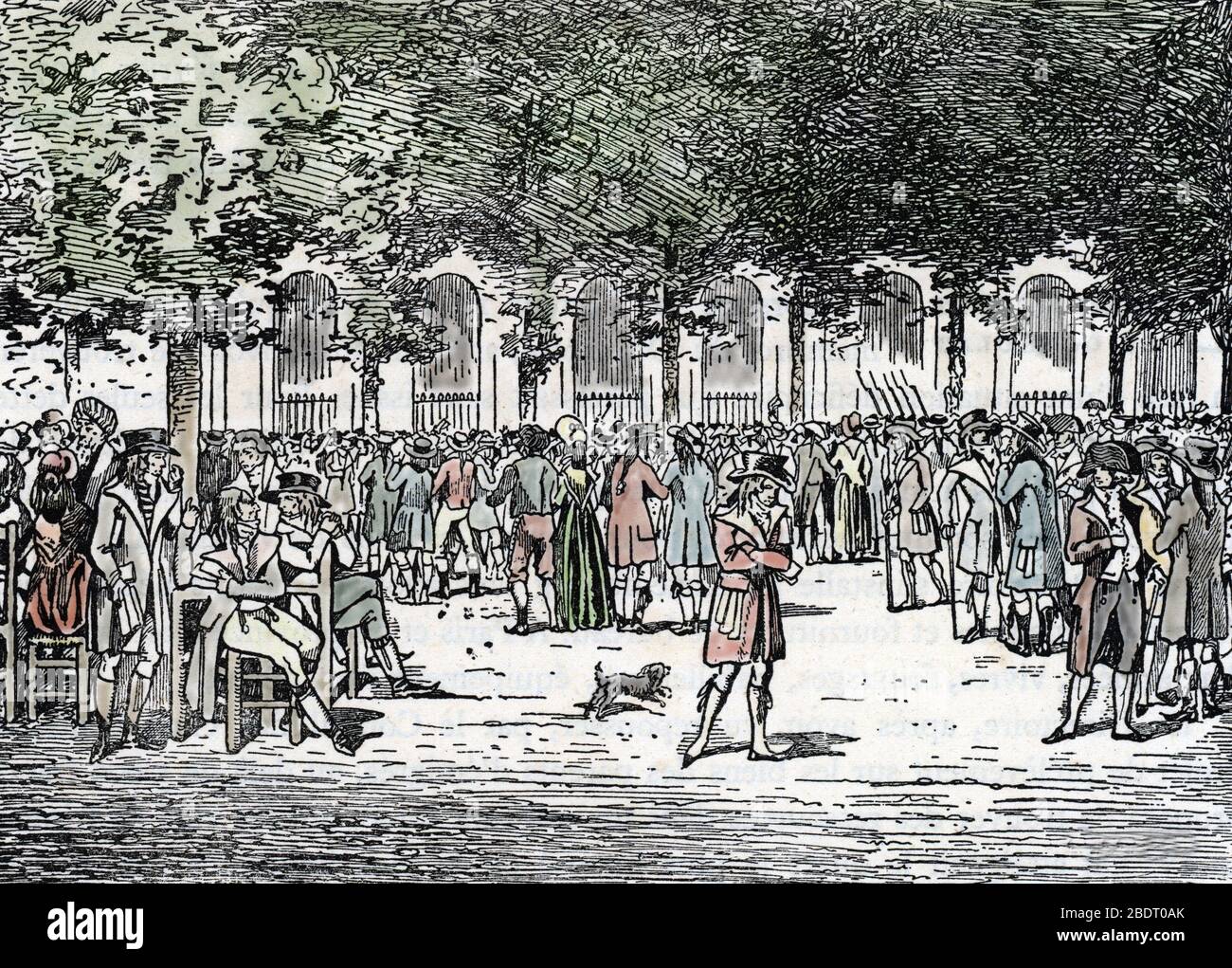 "La bourse de Paris situee dans la galerie Virginie au Palais-Royal entre 1807 et 1816" (la Borsa di Parigi si è svolta al Palais Royal di Par Foto Stock