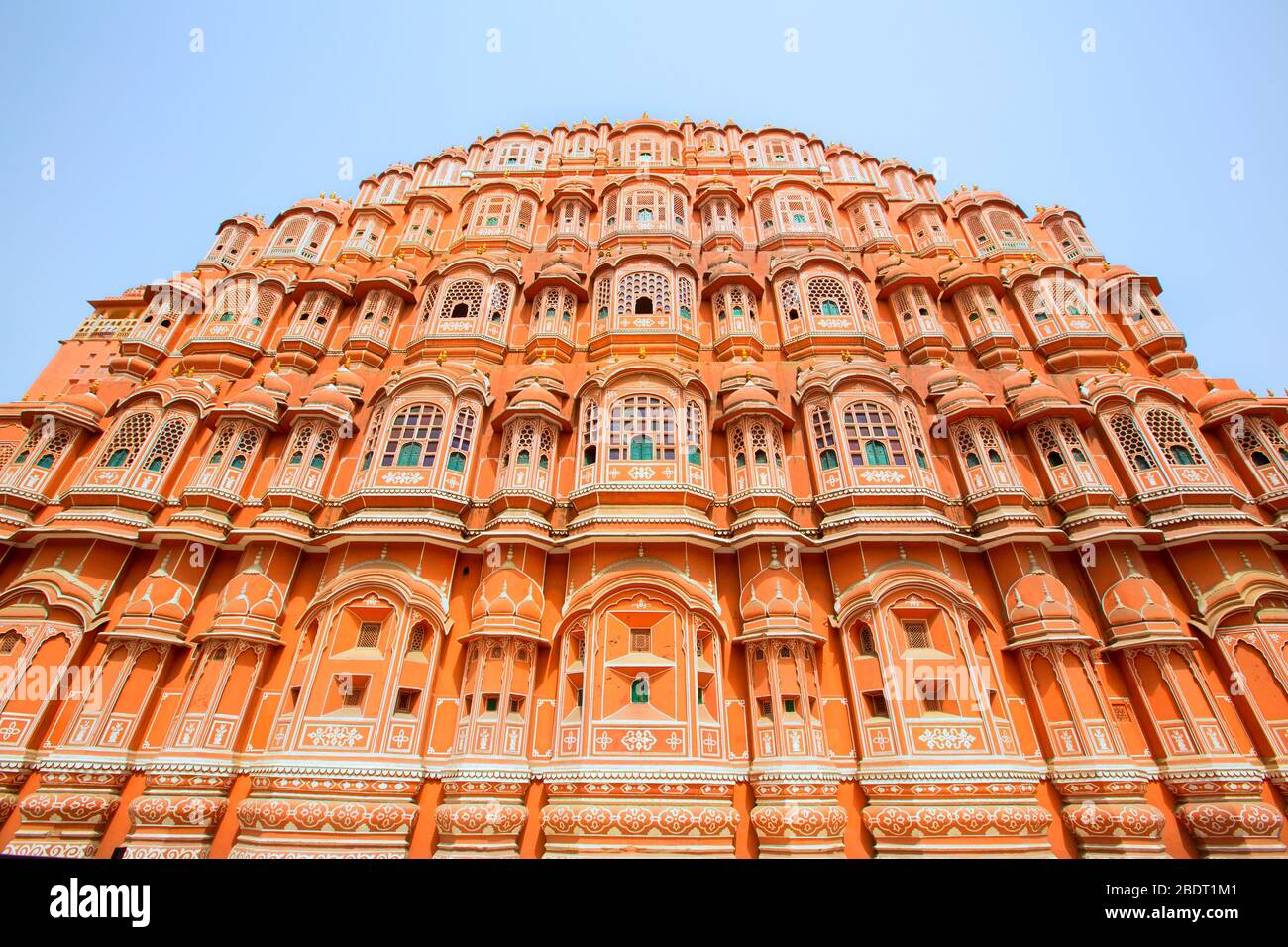 Hawa Mahal, Jaipur; Rajasthan; India, Hawa Mahal è un bel palazzo a Jaipur (città rosa), Palazzo dei venti o Palazzo del Foto Stock
