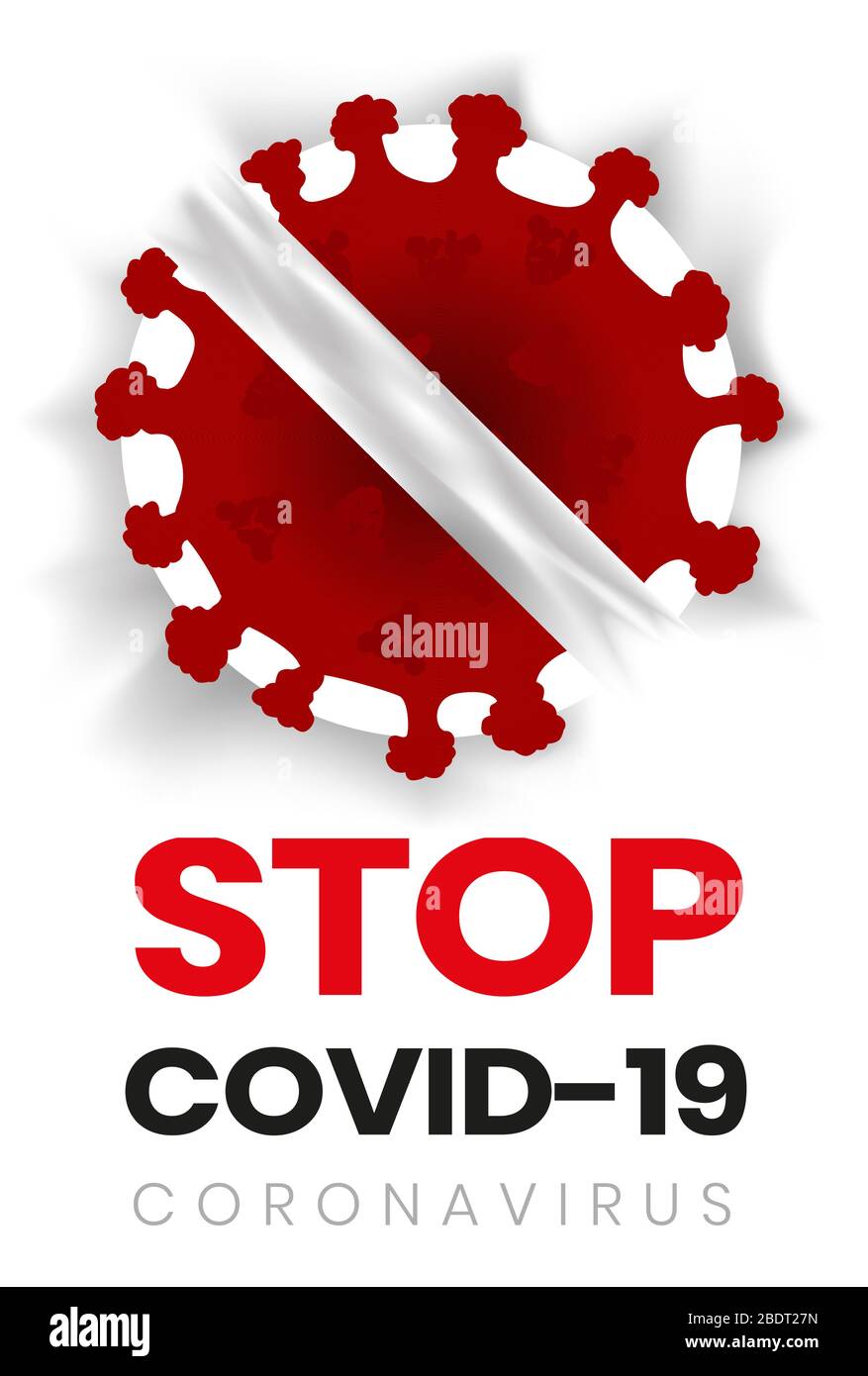 Cartello bianco. Lockdown Pandemic stop novel Coronavirus focolaio covid-19 2019-nCoV avvertimento e quarantena Vector Protect icona. Simbolo di blocco Illustrazione Vettoriale