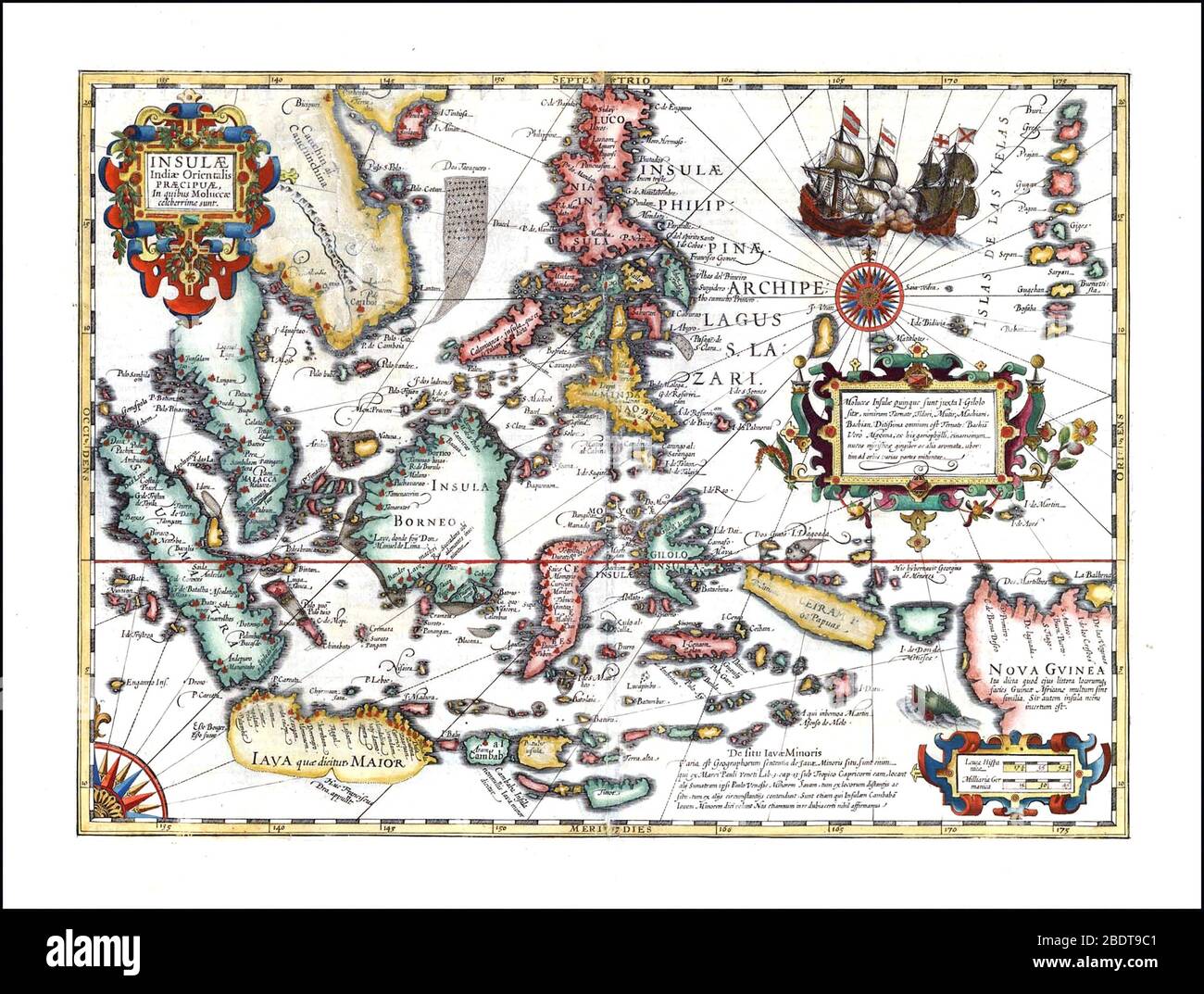 INDIE ORIENTALI in una mappa del 1606 Foto Stock