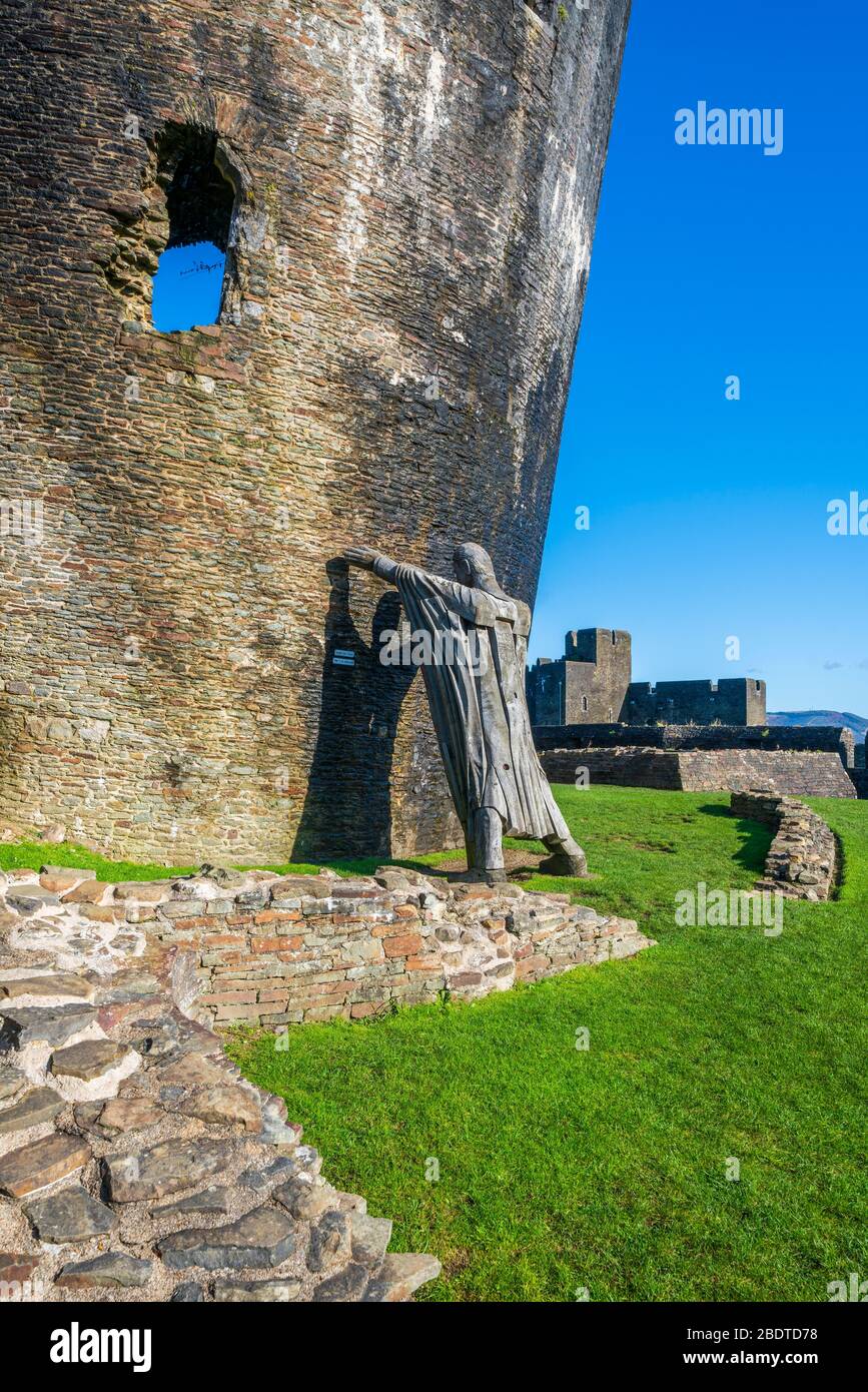 Caerphilly Castle, Galles, Regno Unito, Europa Foto Stock