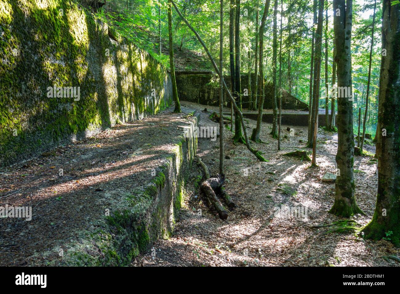 Rovine della casa di Adolf Hitler, il Berghof, nell'Obersalzberg, Alpi Bavaresi vicino a Berchtesgaden, Baviera, Germania. Foto Stock