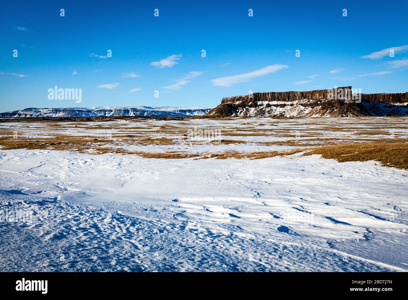 Un paesaggio innevato, l'Islanda Foto Stock