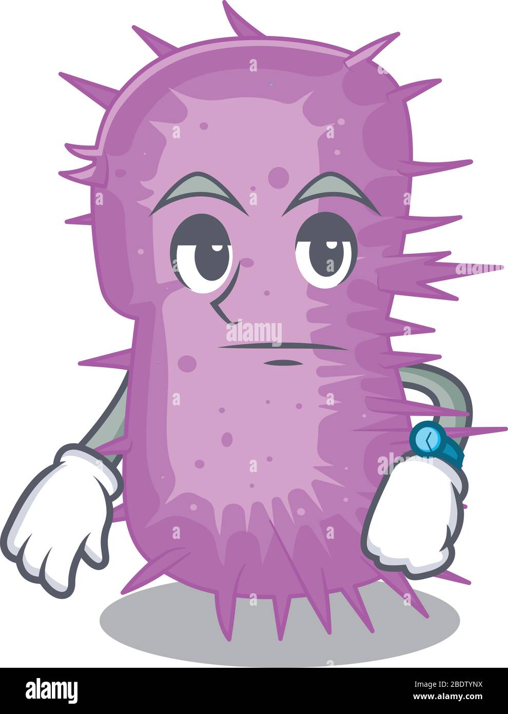 Mascotte disegno di acinetobacter baumannii che mostra il gesto di attesa Illustrazione Vettoriale