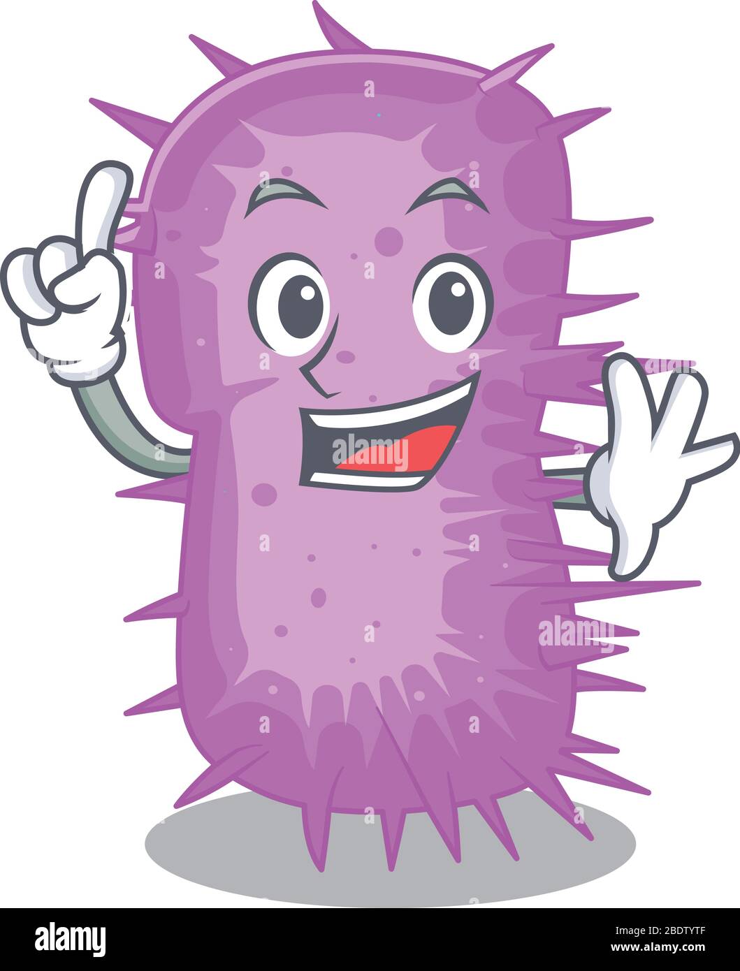 Design di carattere mascotte Acinetobacter baumannii con un gesto con un dito Illustrazione Vettoriale