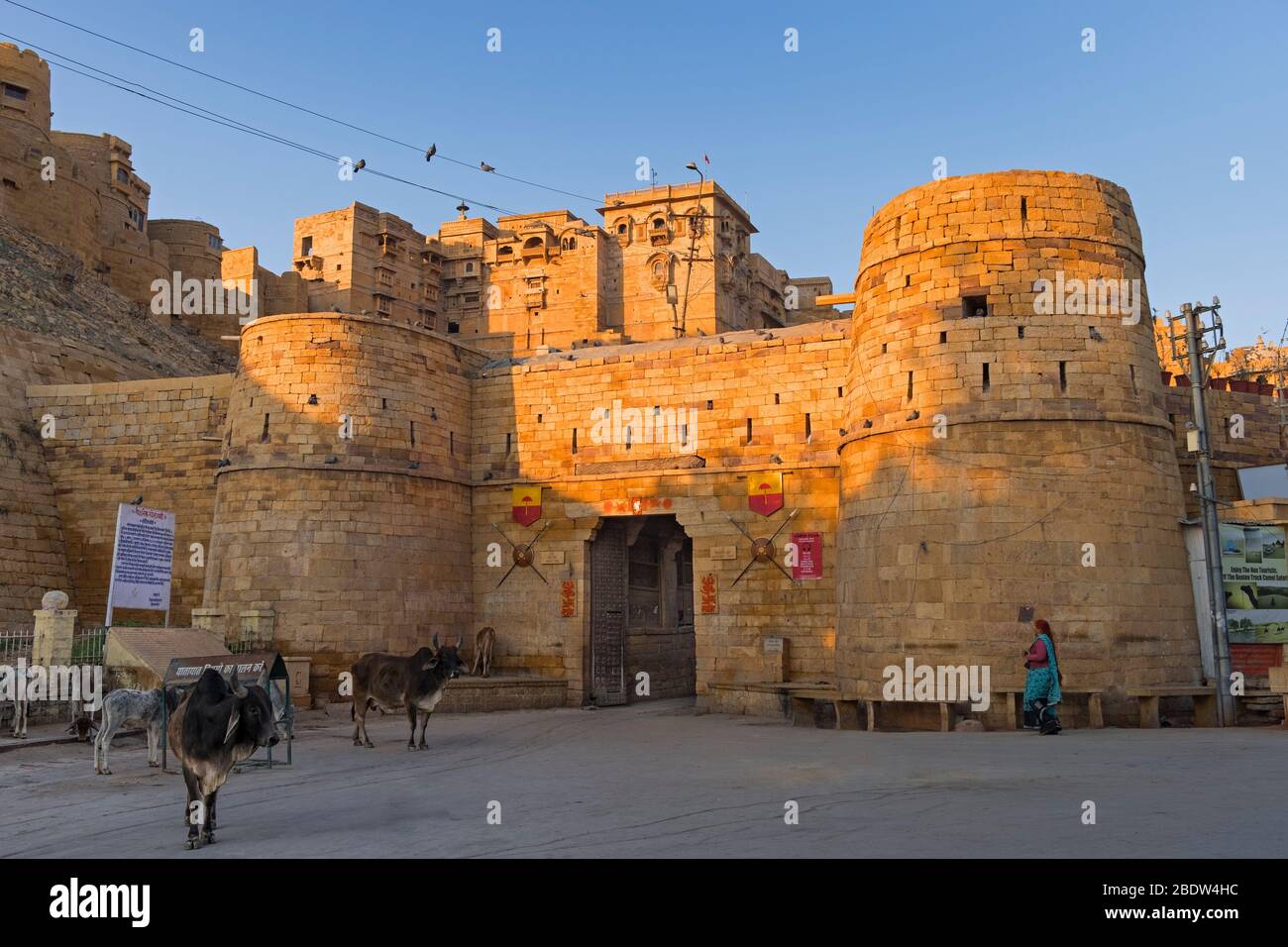 Akhai Pol prima porta principale ingresso Jaisalmer Fort Rajasthan India Foto Stock