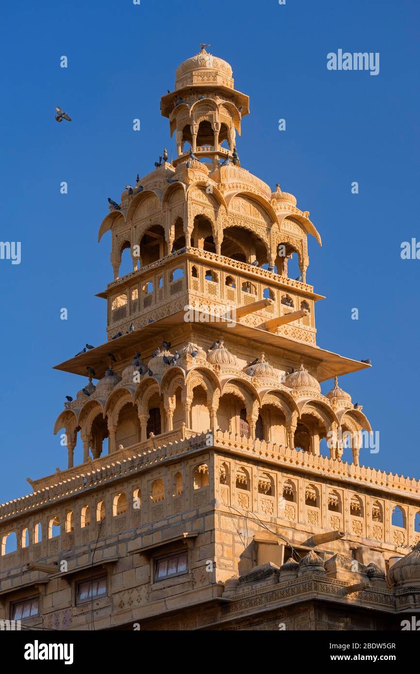Tazia Tower Badal Vilas Mandir Palace Jaisalmer Rajasthan India Foto Stock
