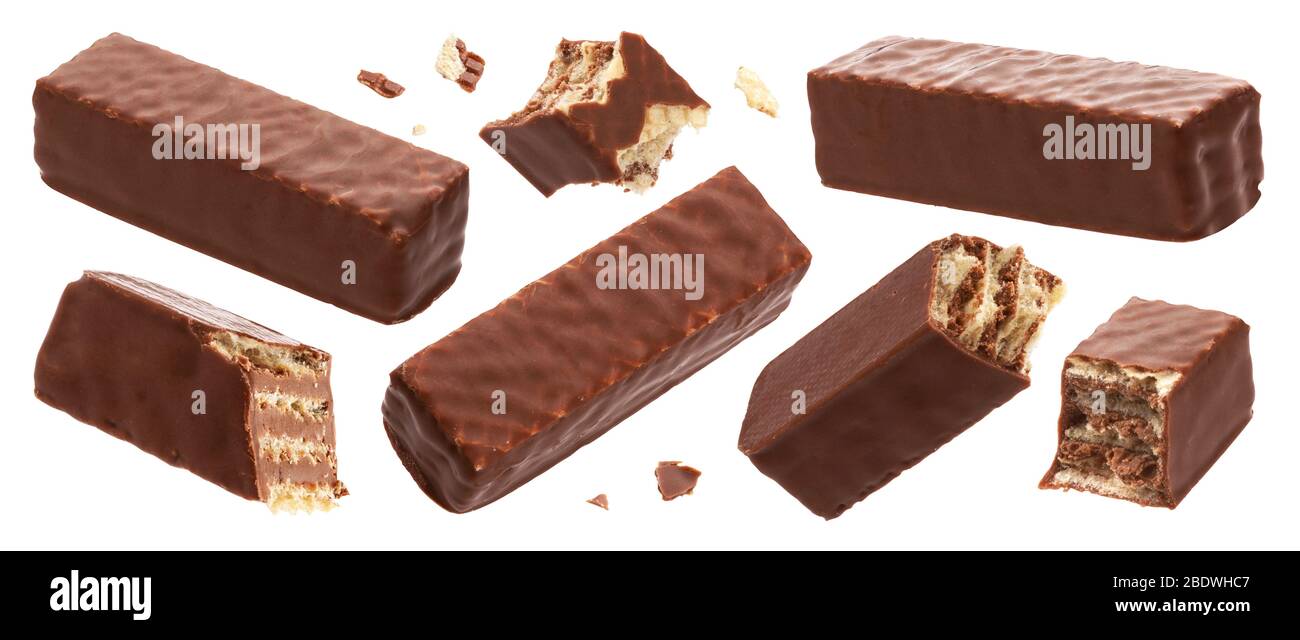 Cialda di cioccolato isolato su sfondo bianco Foto Stock