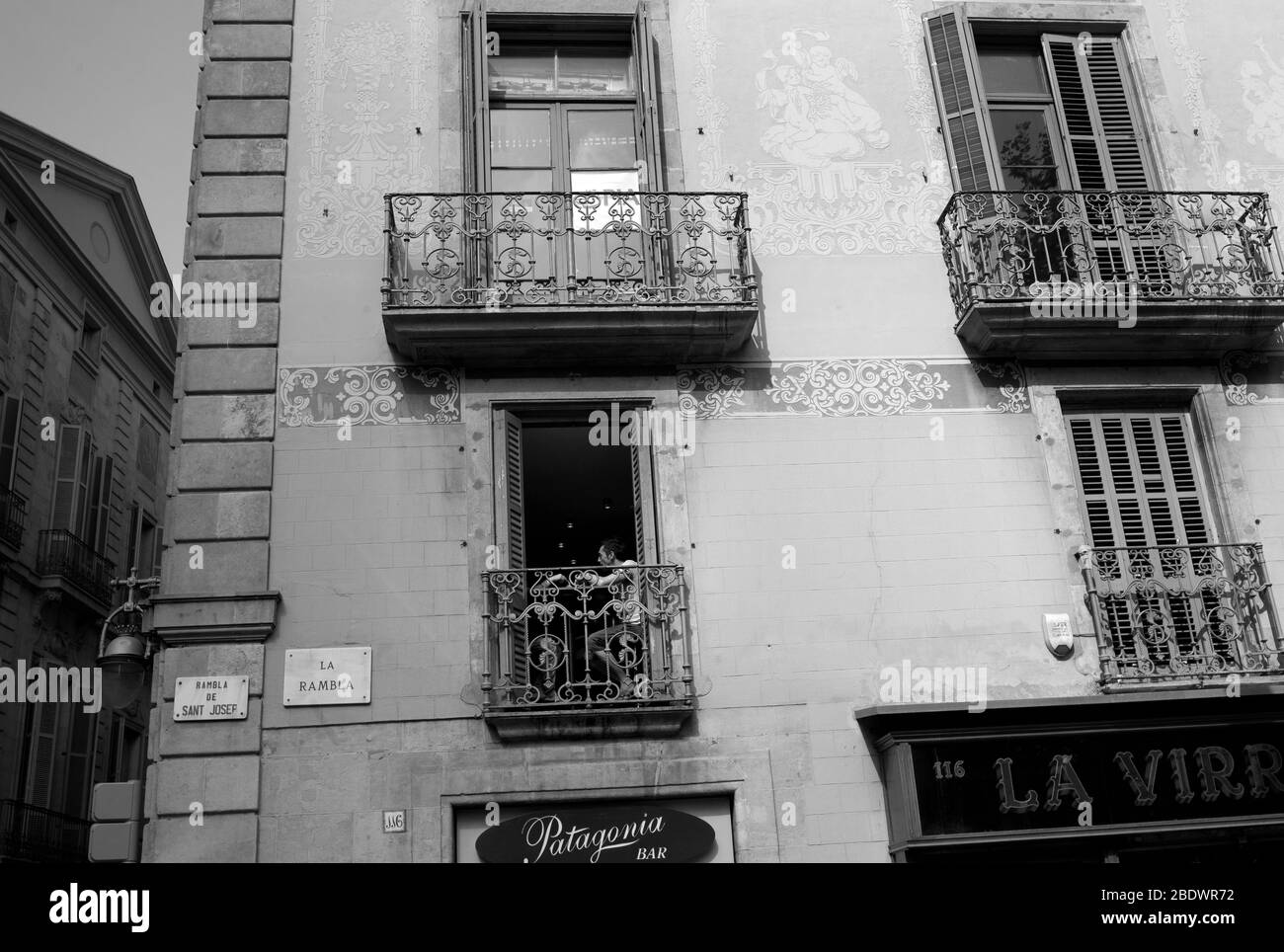 Copertura balcone, la Rambla, Barcellona Foto Stock