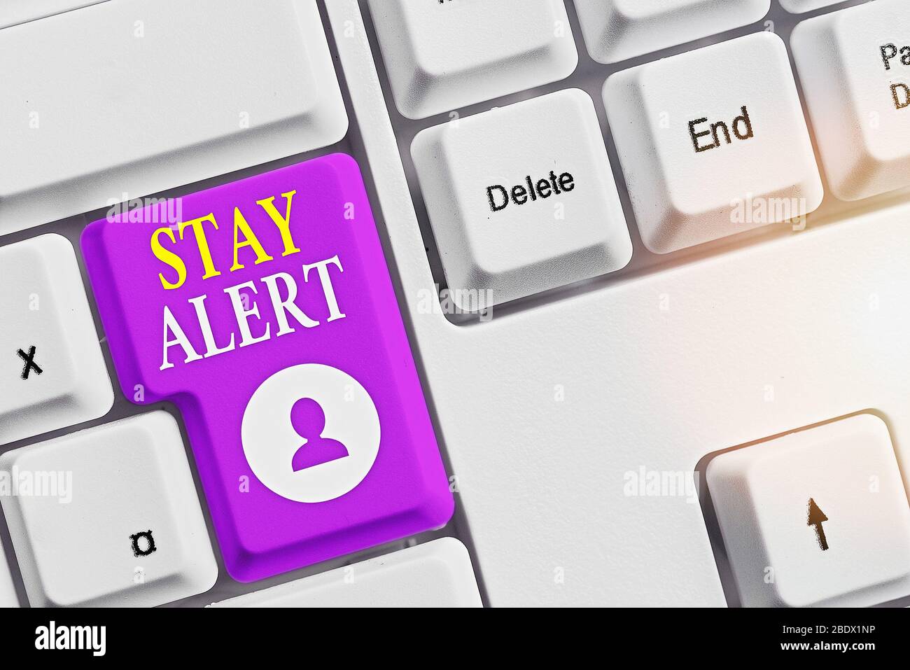 Scrittura a mano di testo di Stay Alert. Foto concettuale prestando la massima attenzione alle cose intorno a Quick per vedere o capire Foto Stock