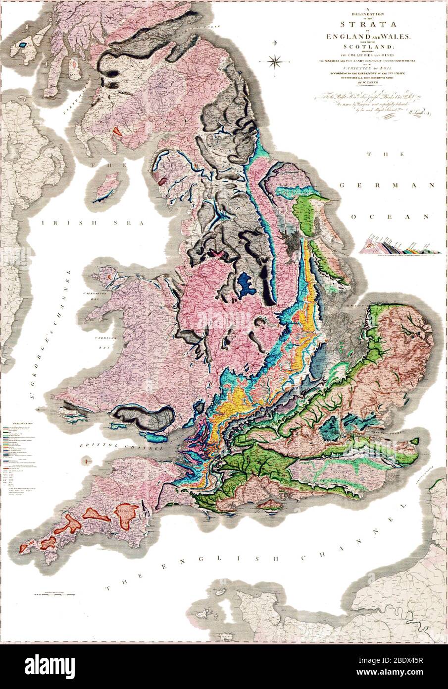 Mappa geologica di William Smith, 1815 Foto Stock
