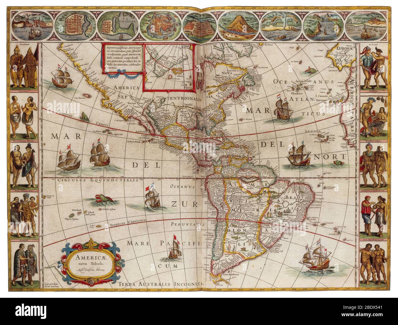 Joan Blaeu, la mappa delle Americhe, 17 ° secolo Foto Stock