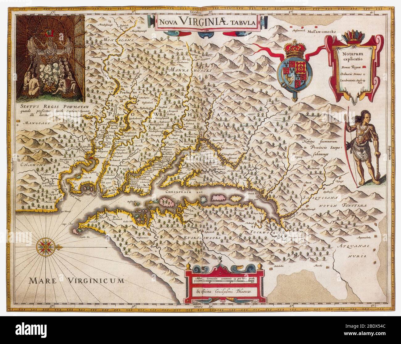 Joan Blaeu, Virginia Colony Map, 17 ° secolo Foto Stock