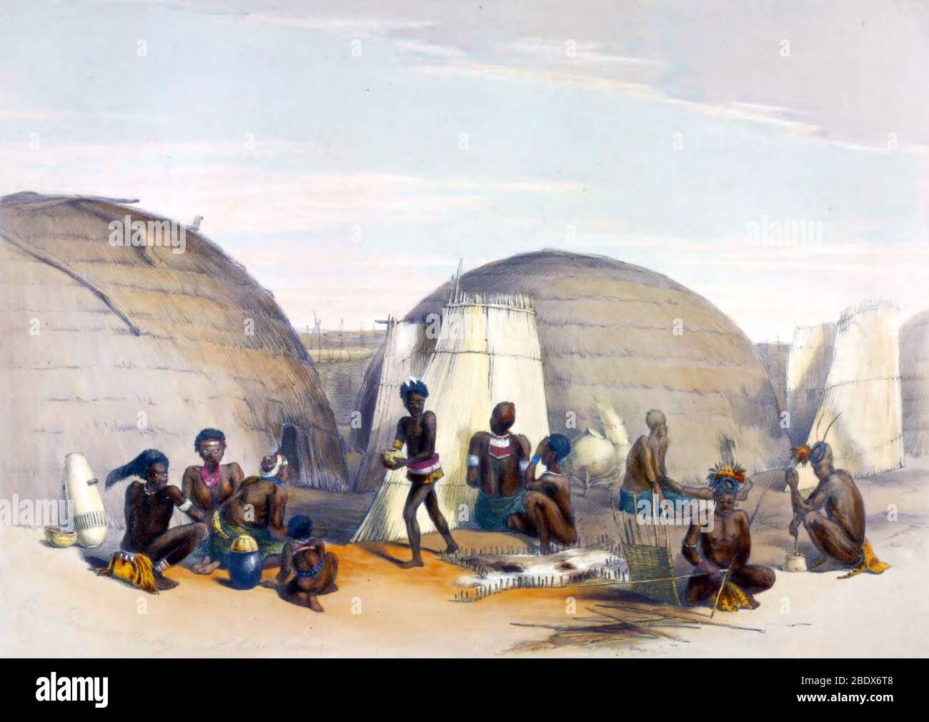 Sudafrica, Zulu Kraal, 1840 Foto Stock