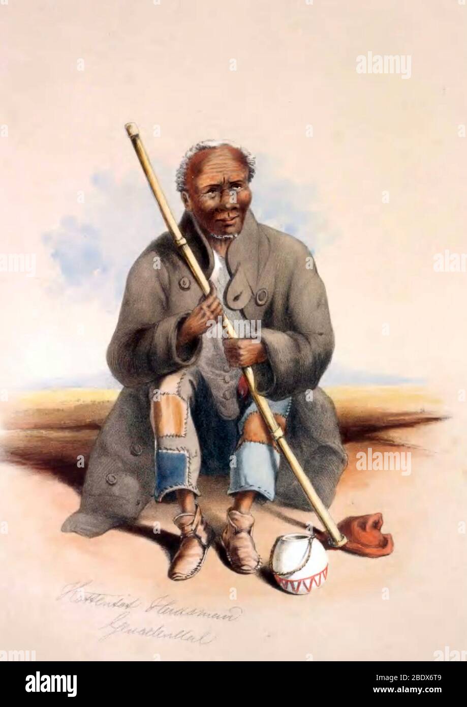Sudafrica, Old Khoikhoi Man, 1840 Foto Stock