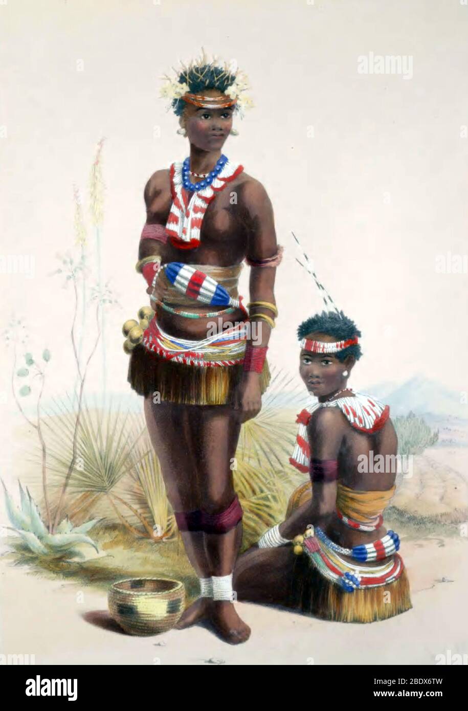 Sud Africa, Mpande Dancing Girls, 1840 Foto Stock