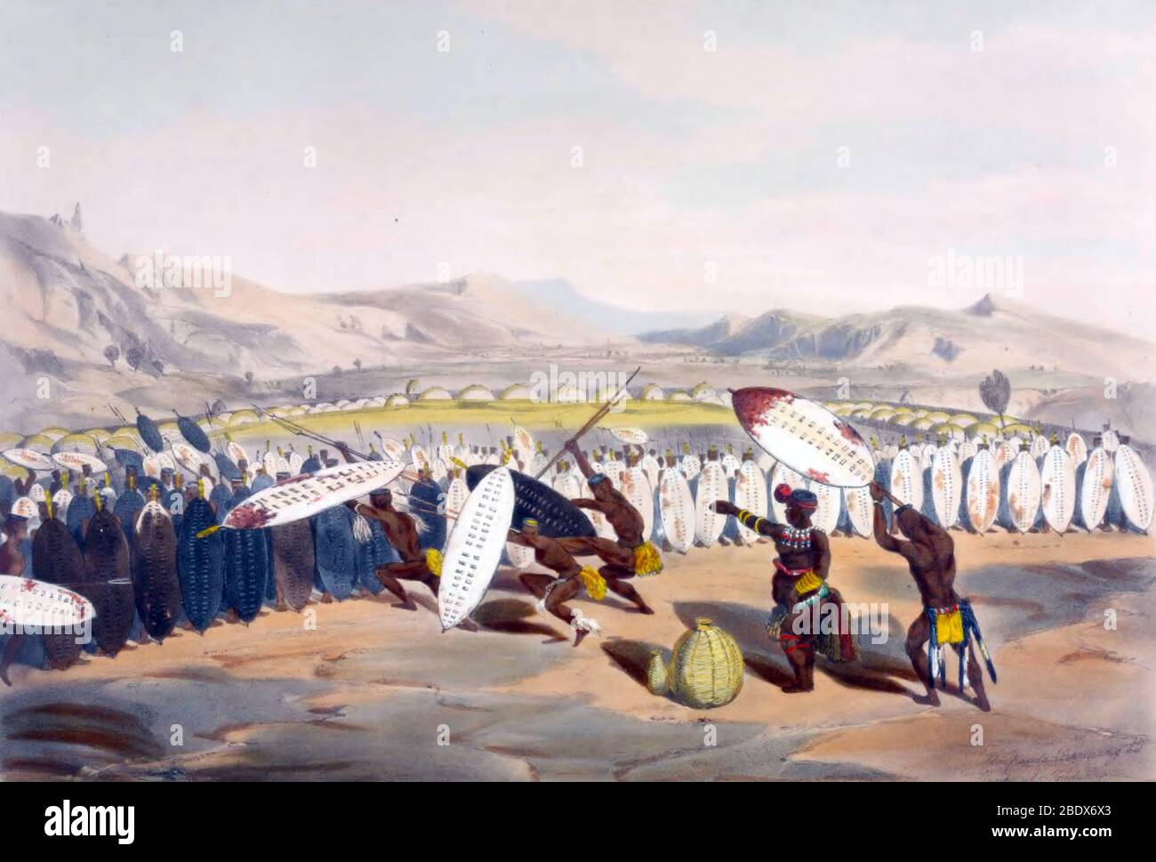 Mpande rivedendo le sue truppe, 1840 Foto Stock