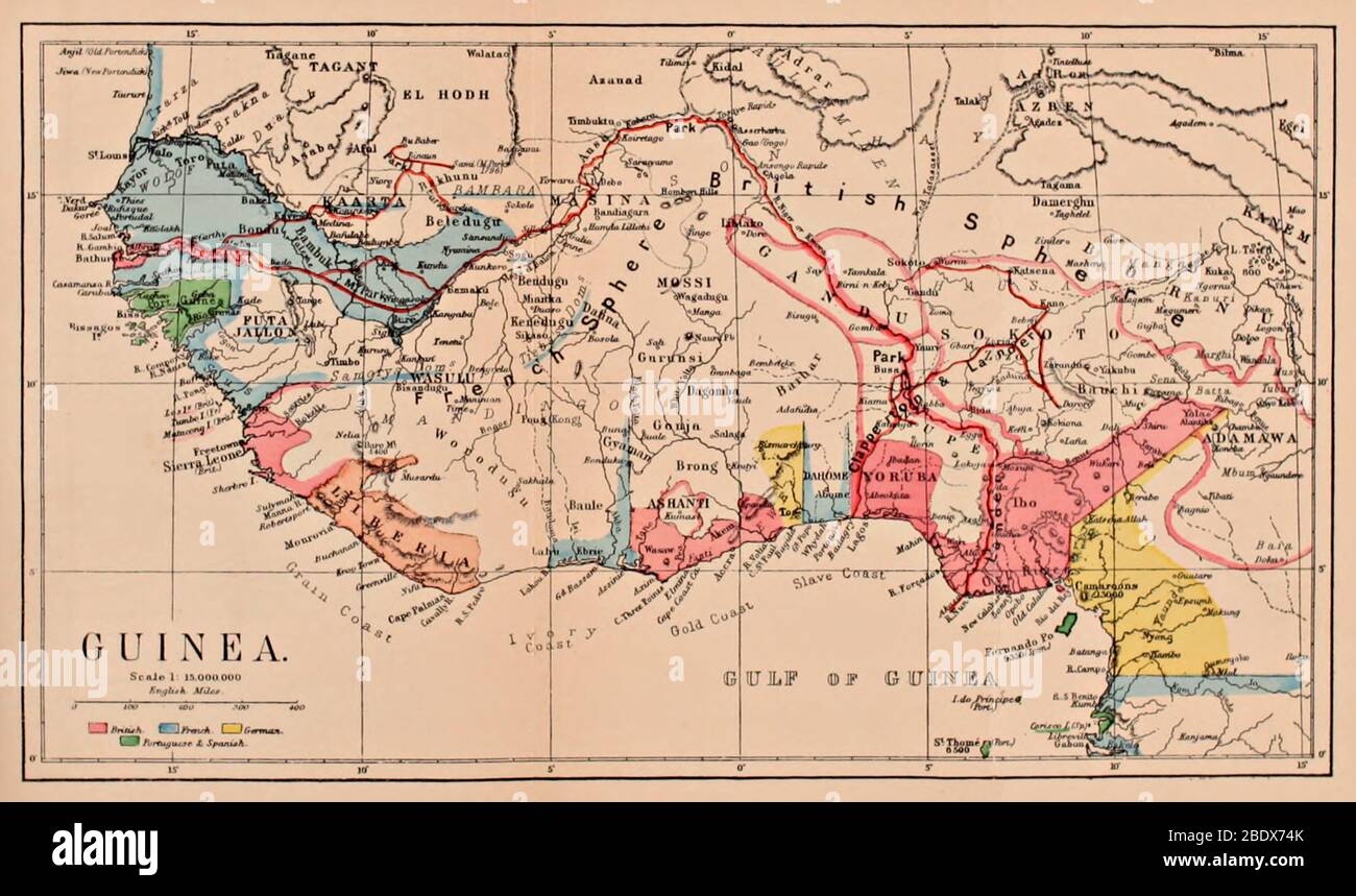 Mungo Park, Expeditions Map Foto Stock