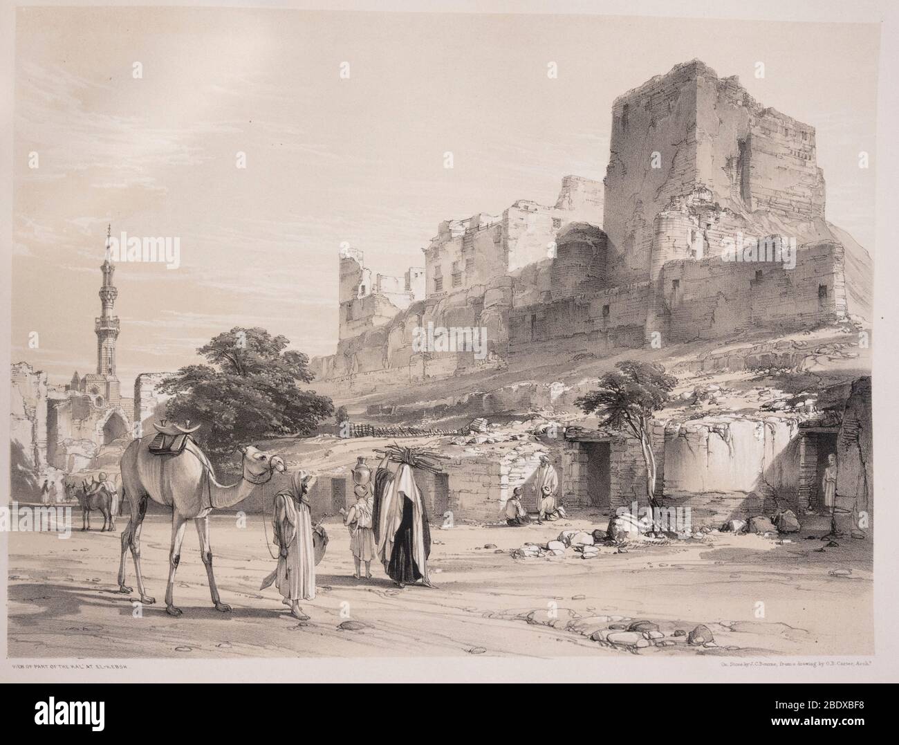 Vista del Kall'at el-Kebsh, Robert Hay, illustrazioni del Cairo, Londra, 1840 Foto Stock