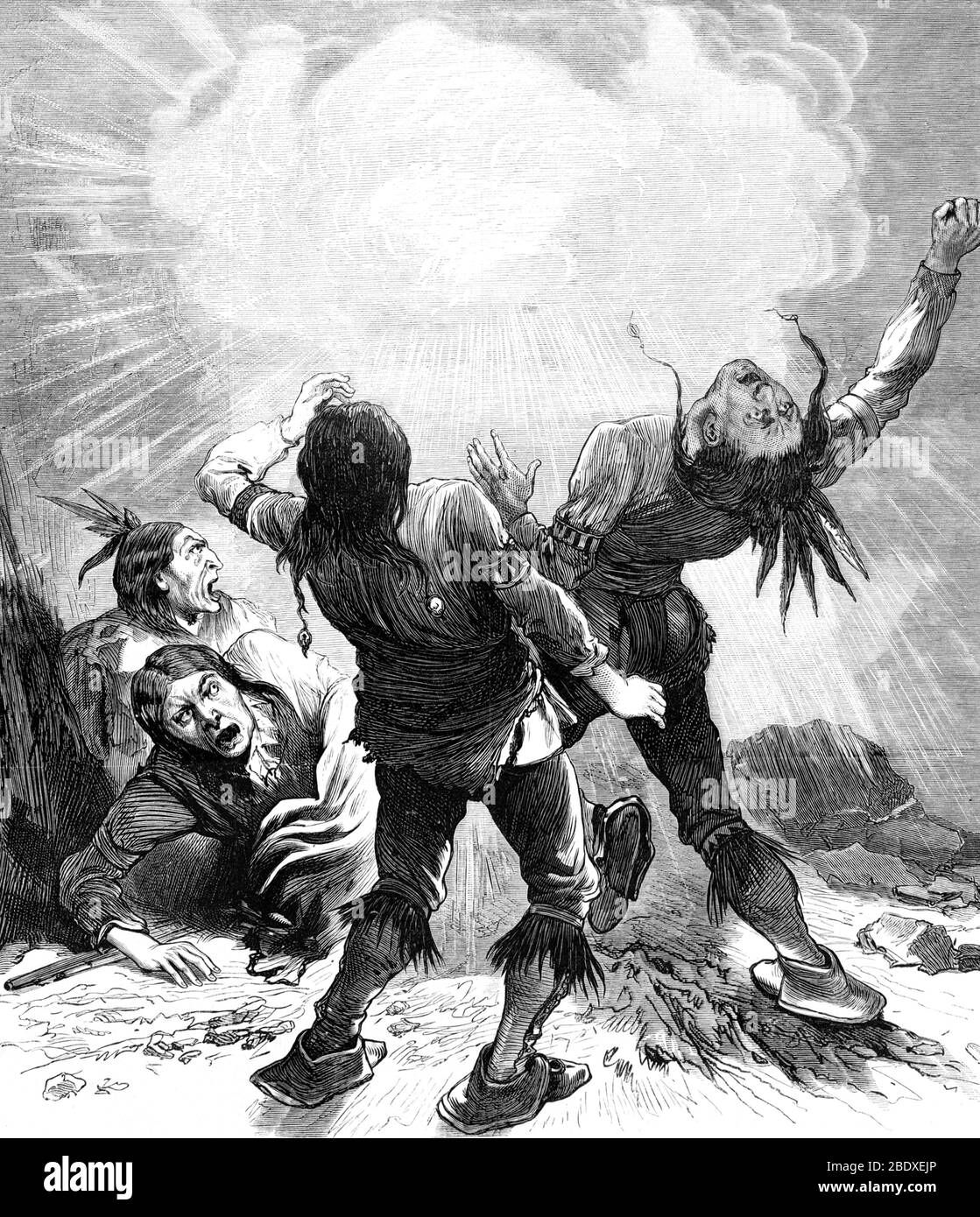 Guerra di Modoc, morte di Schonchin e Guerrieri, 1873 Foto Stock