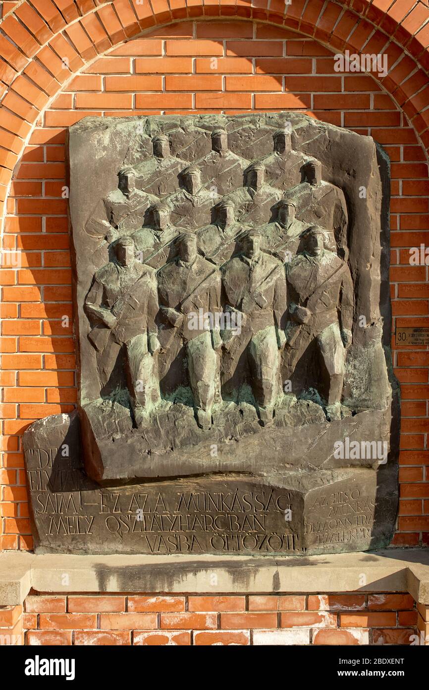 Lapide commemorativa della Parata dei lavoratori della milizia Foto Stock