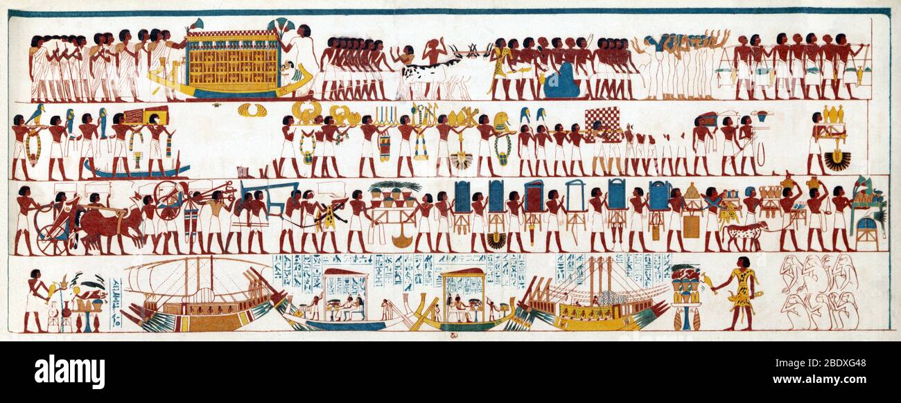 Antica processione funeraria egiziana Foto Stock