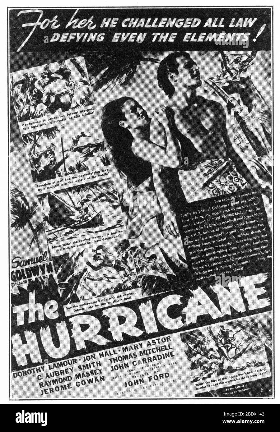 DOROTHY LAMOUR e JON HALL nell'URAGANO 1937 regista JOHN FORD romanzo Charles Nordhoff e James Norman Hall effetti speciali James Basevi The Samuel Goldwyn Company / United Artists Foto Stock