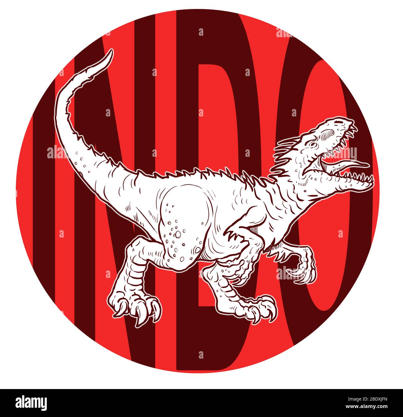 Dinosauro carnivoro - rapitore. Disegno isolato Dino. Foto Stock