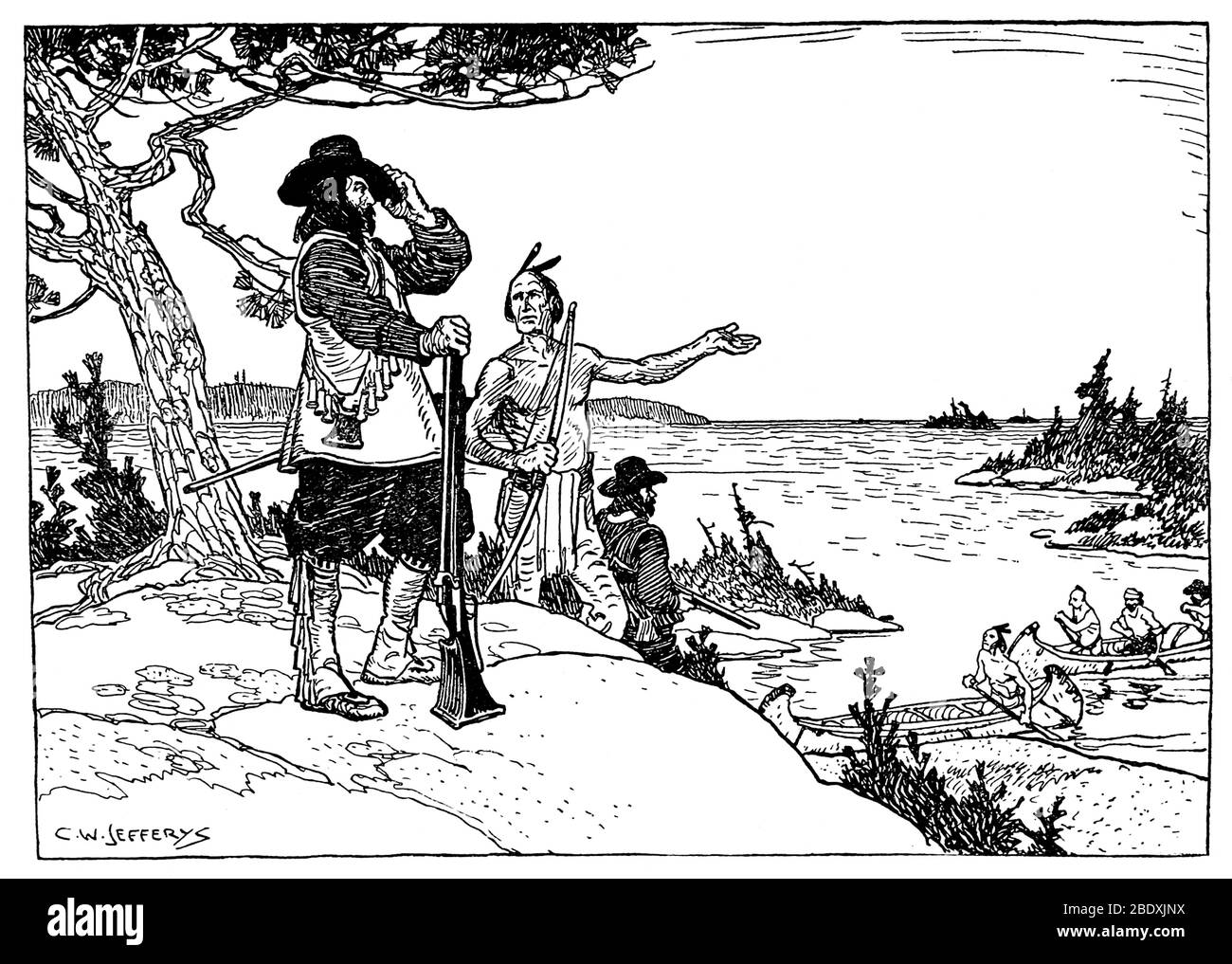 Samuel de Champlain scopre la Baia Georgiana, 1615 Foto Stock