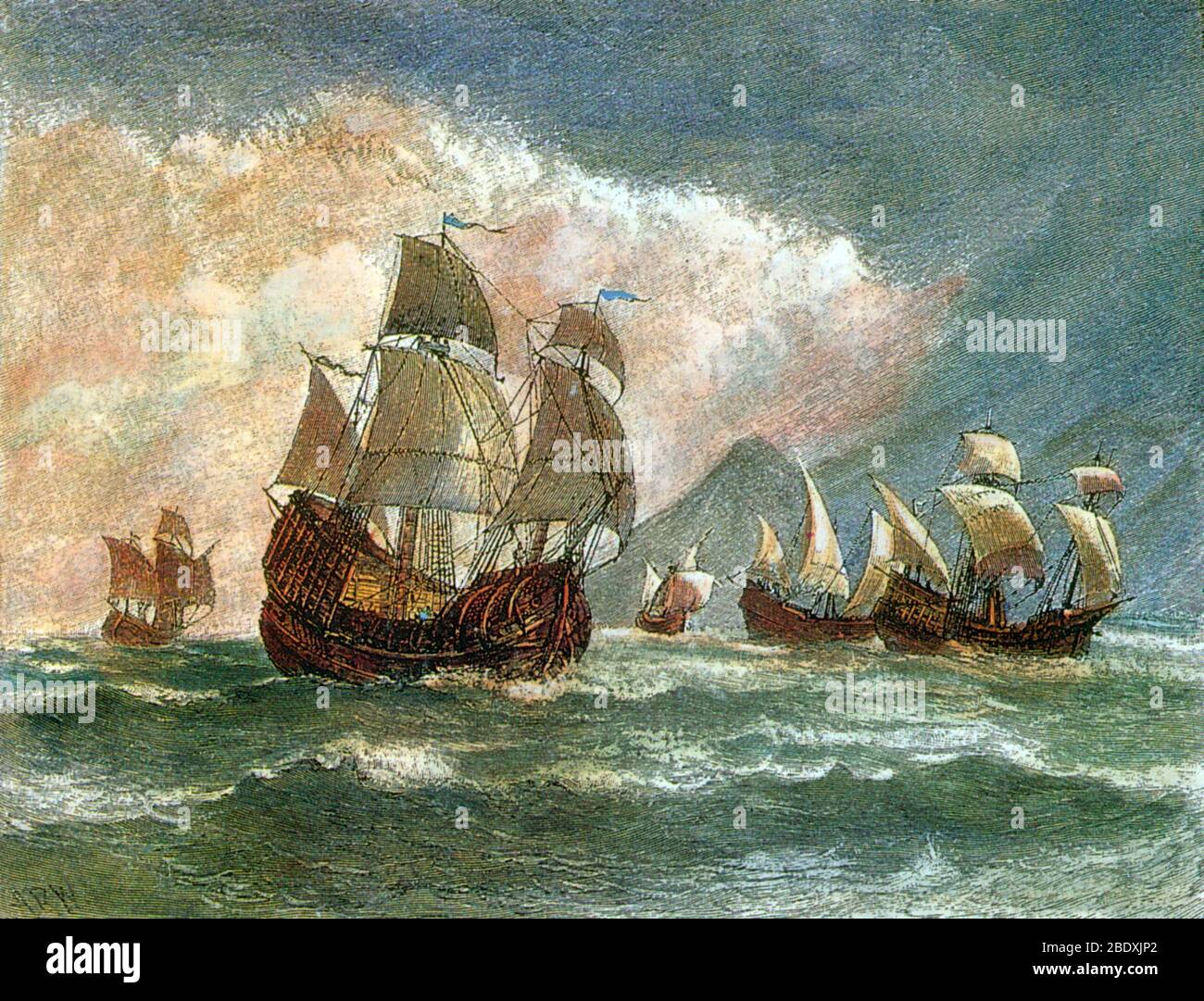 Ferdinand Magellan Fleet, 1519 Foto Stock