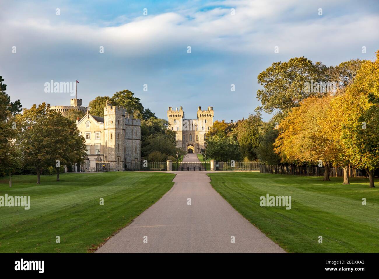 Serata di autunno luce solare per il Castello di Windsor, Windsor, England, Regno Unito Foto Stock