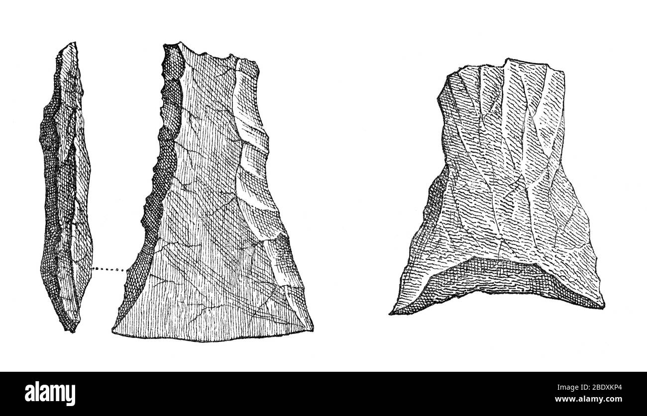 Flint Hatchet e Tool Stone Foto Stock