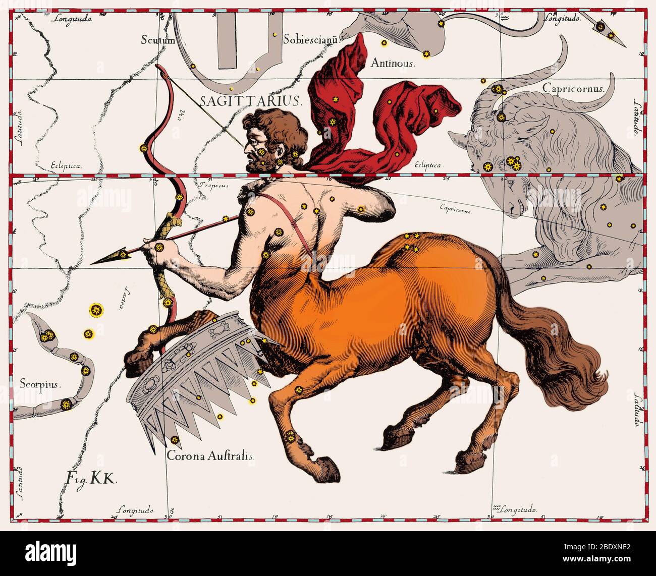 Sagittario, Hevelius, 1687 Foto Stock