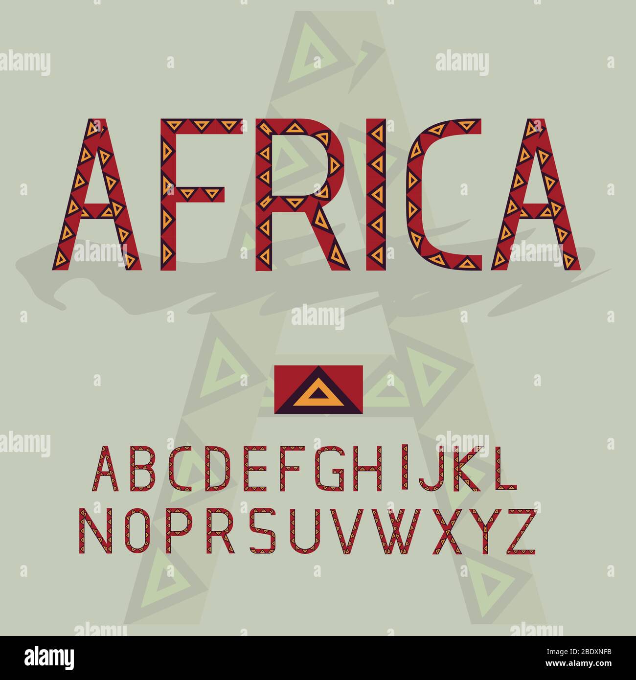 Carattere etnico africano. Alfabeto safari disegnato a mano. Lettere tipo abc impostare illustrazione vettore Illustrazione Vettoriale