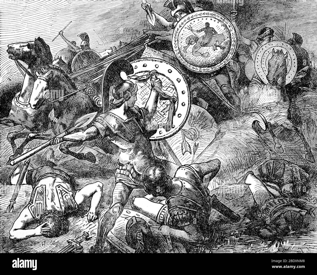 Assedio di Mantinea, Epinondas salva Pelopidas, 385 a.C. Foto Stock