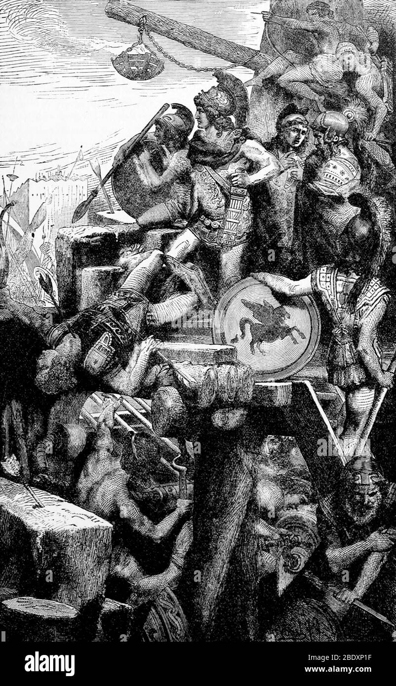 Alessandro il Grande, Assedio di Tiro, 332 a.C. Foto Stock