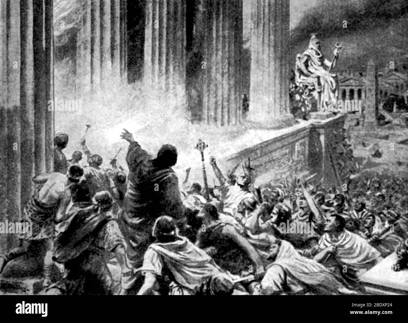 Bruciare la Biblioteca reale di Alessandria Foto Stock