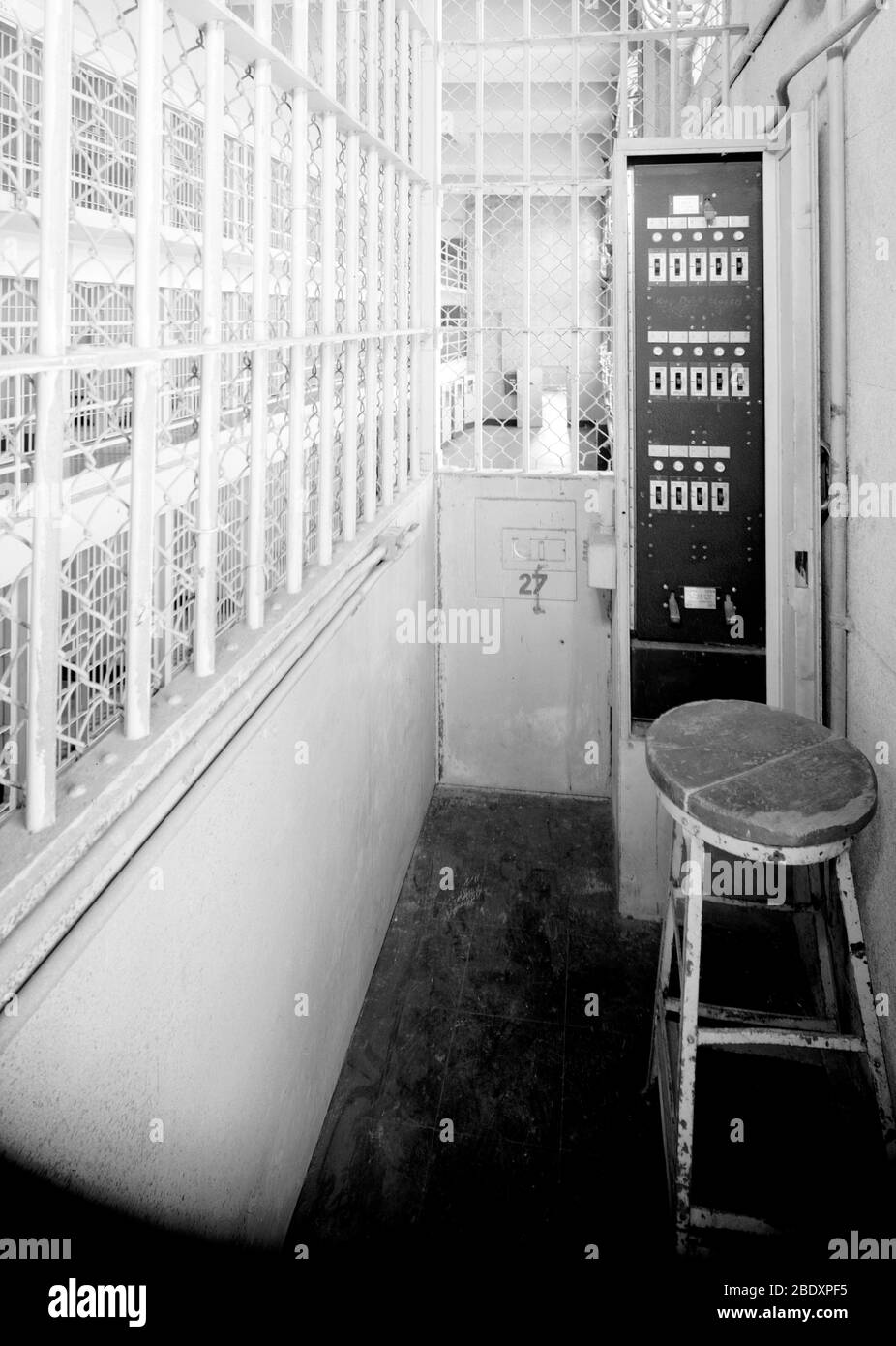 Alcatraz, blocco celle D, apriporta elettrici, 1986 Foto Stock