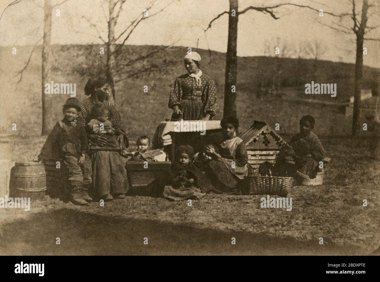 Donne e bambini schiavi, 1861 Foto Stock