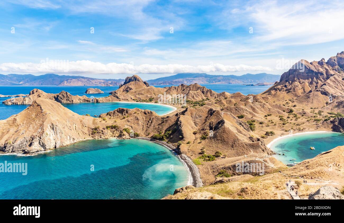 Vista dall'alto dell'isola di Padar nell'isola di Komodo (Parco Nazionale di Komodo), Labuan Bajo, Flores, Indonesia Foto Stock