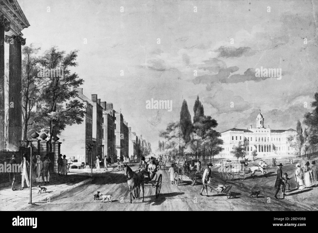 Broadway e City Hall, New York Foto Stock