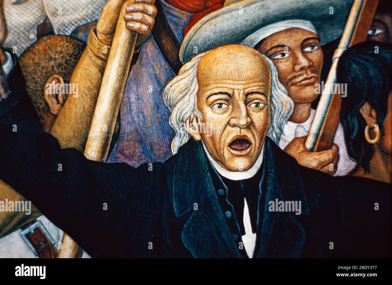 Murale raffigurante Miguel Hidalgo, Messico Foto Stock