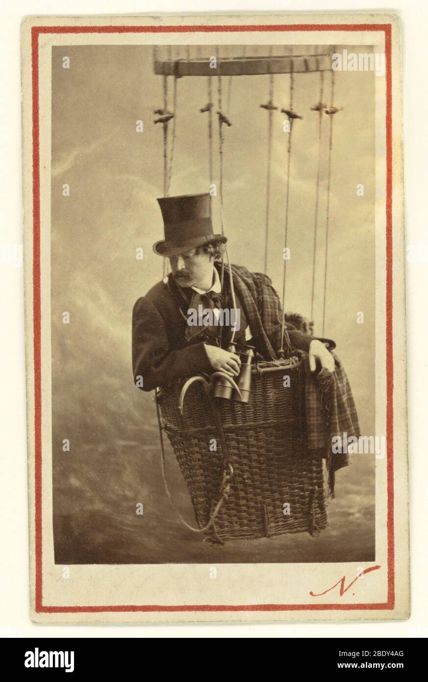 Nadar nella gondola di una mongolfiera, 1863 Foto Stock